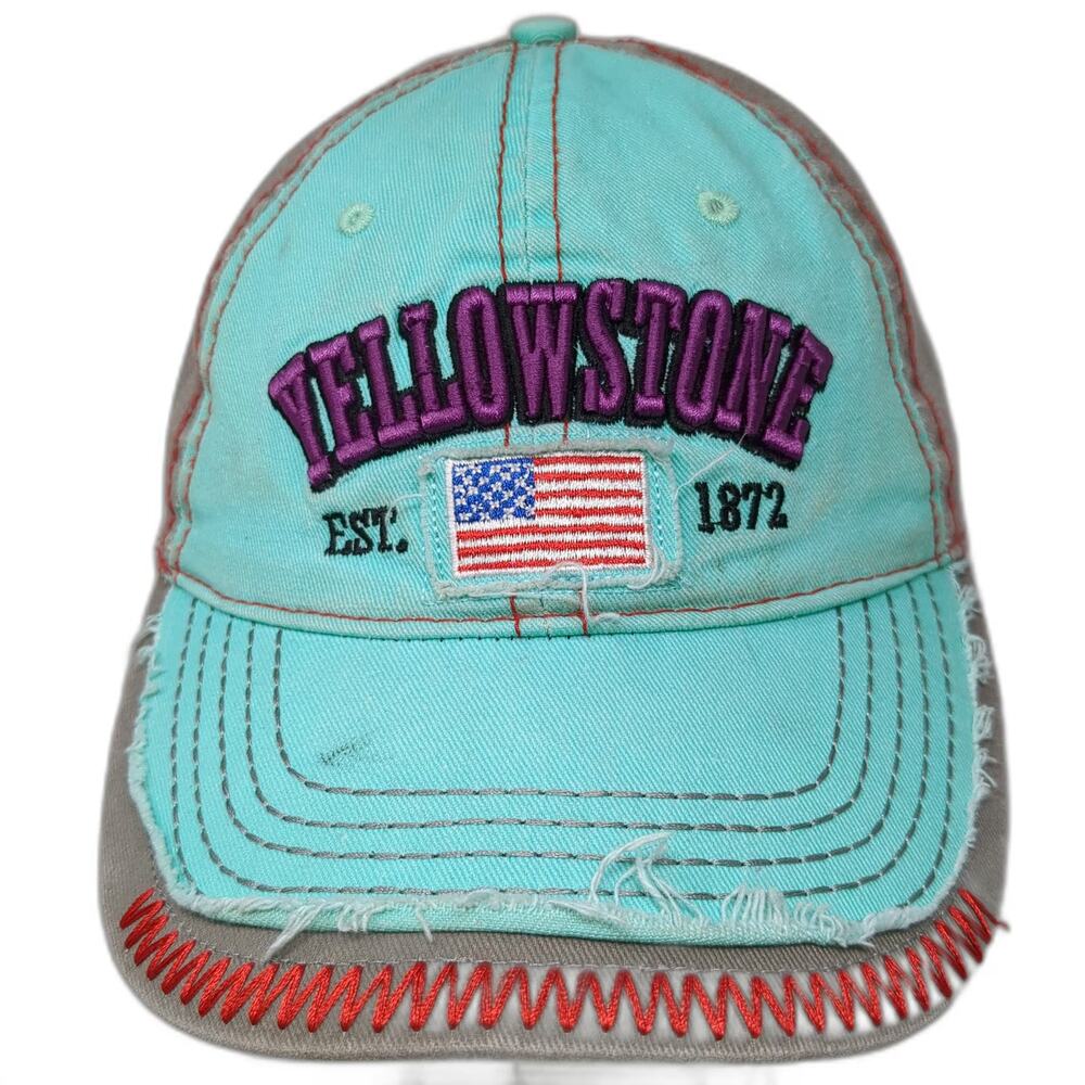 Lucky 7 USA Baseball Cap Blue One Size Yellowstone National Park Flag Hat Stitch